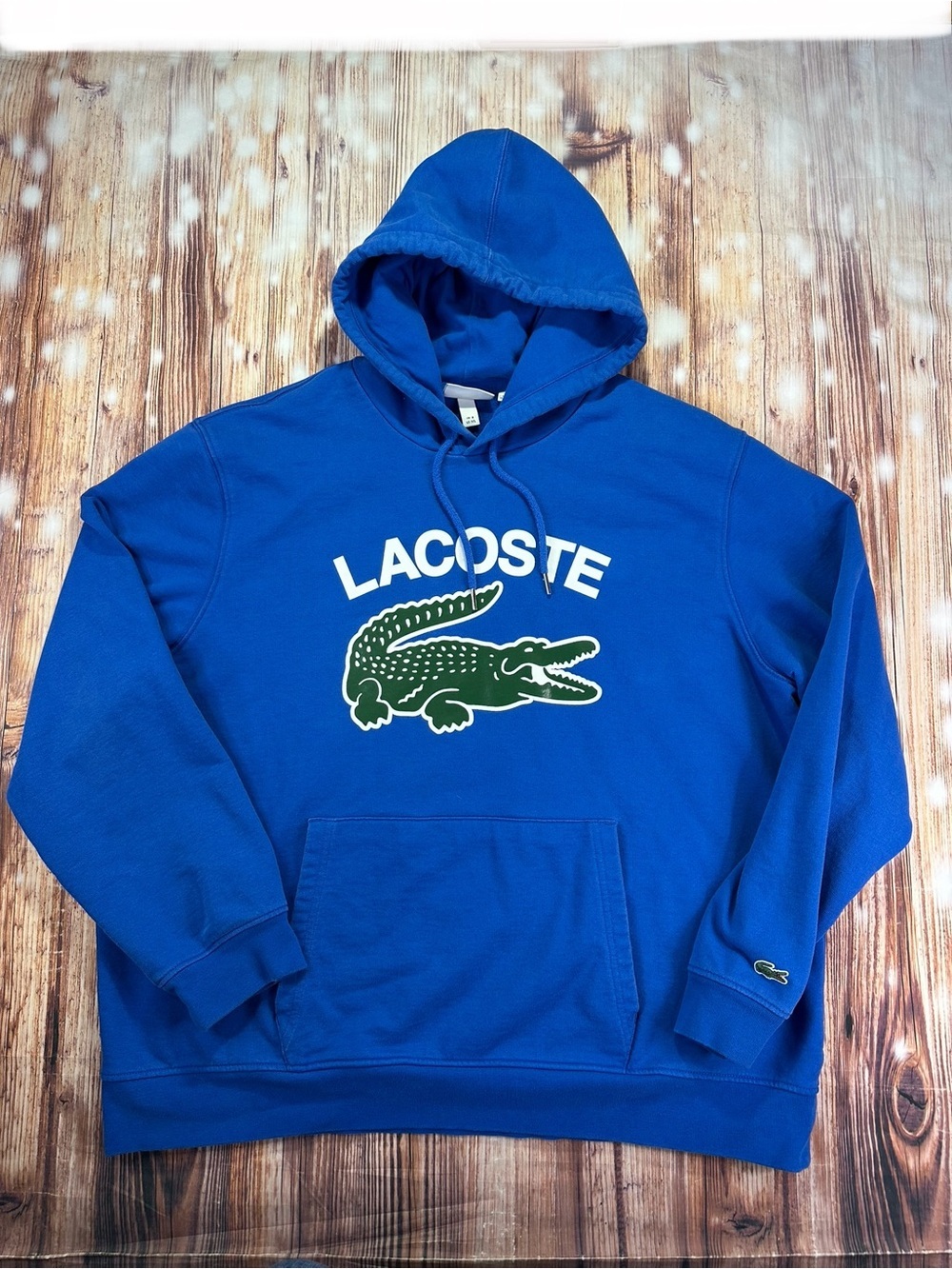 Lacoste Men’s Blue Hooded Sweatshirt with Crocodile Logo Classic Fit Size 3XL